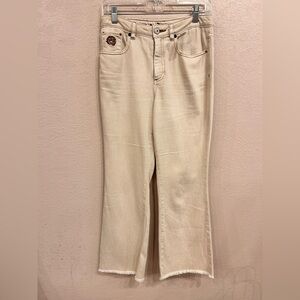 Maliparmi Cream Soft Cotton Jeans Ivory Raw Hem Size  27